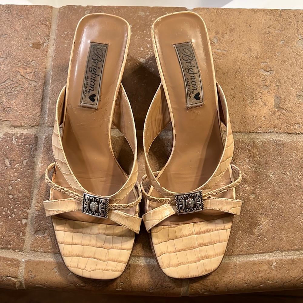 Brighton tan snakeskin sandal